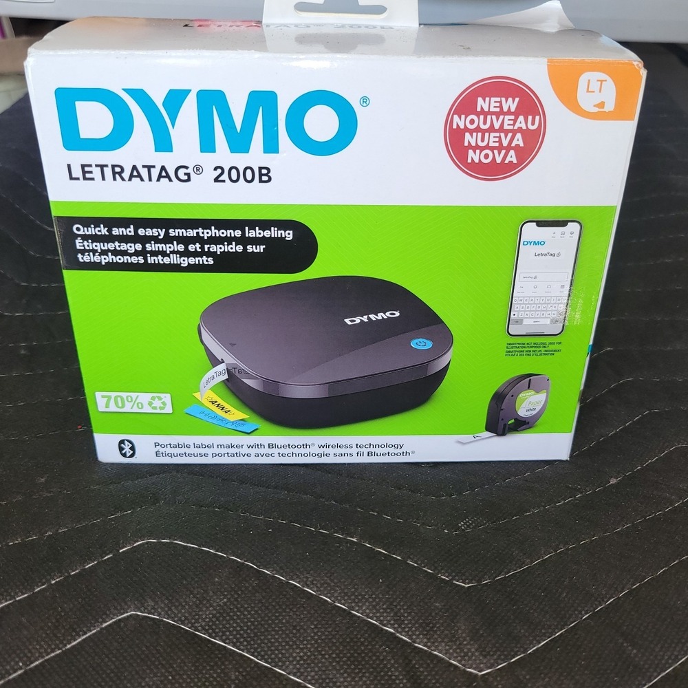 Dymo LetraTag 200B Portable Thermal Bluetooth Label Maker, Black Bluetooth